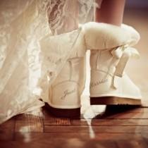 wedding photo - This Just Married Uggs for Winter Bride 