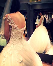 wedding photo -  backless detailed wedding gown