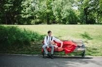 wedding photo - A Vibrant, Bench & Cow Parsley Engagement
