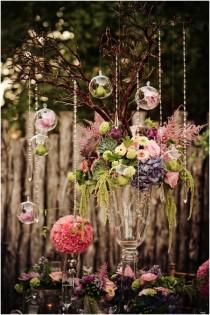 wedding photo - Colorful Branch Wedding Centerpiece Idea