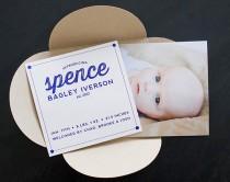 wedding photo - Spence’s Modern Blue + Kraft Paper Birth Announcement