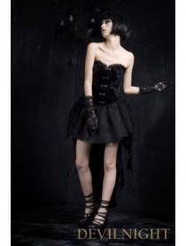wedding photo - Black Strapless Gothic Corset High-Low Dress