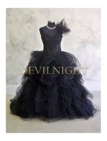 wedding photo -  Black Ball Gowns Gothic Wedding Dress