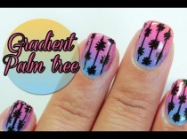 wedding photo - Gradient Palm tree nail art tutorial