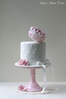 wedding photo - Pink peony with lace