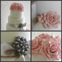 wedding photo - Pink and grey wedding cake collage