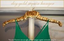 wedding photo - DIY Gold Sequin Hanger