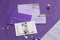 wedding photo - Jessica + Scott’s Purple Ombre Letterpress Wedding Invitations