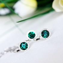 wedding photo -  Emerald clear crystal rhinestone bridal bridesmaids Jewelry set