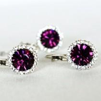 wedding photo -  Purple Jewelry Set, Bridal & Bridesmaids Art Deco Earrings & Necklace