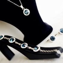 wedding photo -  Navy Blue Bridal & Bridesmaids Jewelry Set