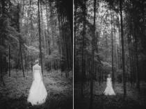 wedding photo - bride in forest