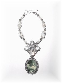 wedding photo -  Wedding Bouquet Memorial Photo Old World Charm Crystal Gems Pearls Tibetan Beads - FREE SHIPPING