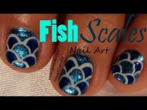 wedding photo - Blue Fish Scales Nail Art