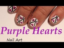 wedding photo - Simple Purple Hearts Nail Art