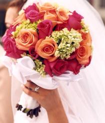 wedding photo -  bouquet#flower#green#orange#pink#gergeous