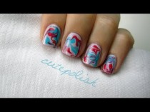 wedding photo - Dry Water Marble Nails
