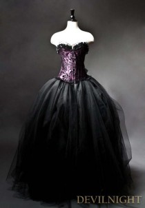 wedding photo -  Purple and Black Gothic Burlesque Corset Prom Gown