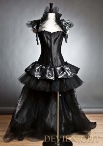 wedding photo -  Black Fashion Gothic Corset Burlesque High-Low Prom Party Dress