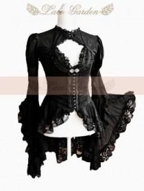 wedding photo -  Black Lace Long Sleeves Gothic Blouse