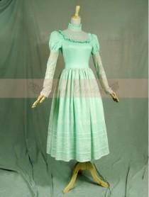 wedding photo -  Green Vintage Long Sleeves Romantic Victorian Dress