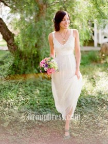 wedding photo -  Sleeveless V-neck Simple Summer Wedding Dress