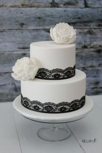 wedding photo -  Black Lace Cake