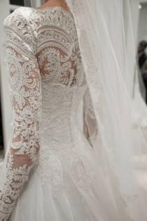 wedding photo - White wedding dress decorated with floral patterns