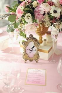 wedding photo - Gold Framed Table Numbers 