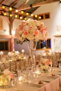 wedding photo - Rose And Hydrangea Reception Flowers