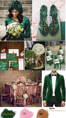 wedding photo - Emerald Green and Pink Color Palette