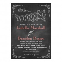 wedding photo - Coral Chalkboard Wedding Invitation