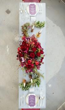 wedding photo - Rich Red And Fuchsia Floral Centerpiece