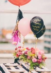 wedding photo - Gold Writing On Black Balloons! 