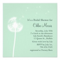 wedding photo - Dandelion On Mint Bridal Shower Invitation