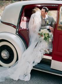 wedding photo - Classic Car Wedding Exit 