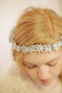wedding photo - Glitter Star Crown, Star Circlet, Winter Crown, Glitter Star Tiara, Celestial Crown, Night Sky Tiara