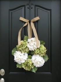 wedding photo - Couronnes - Hydrangea Guirlande - Couronnes pour toutes les saisons - Eté Hortensias - Couronnes été - Hydrangea Blooms