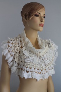 wedding photo - Wedding Crochet Capelet - Wedding Shrug - Wearable Art - OOAK