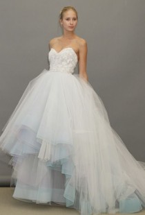 wedding photo - Lazaro - Fall 2012 - Strapless Blue Ball Gown Wedding Dress With A Beaded Sweetheart Bodice