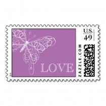 wedding photo - Radiant Orchid Butterfly LOVE Stamp