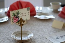 wedding photo - Hochzeits-Tabellen-Zahl-Karten - Vintage Postkarte Stil Shabby Chic - Menge 20