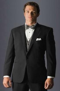 wedding photo - Black Suit With Grey Bow Tie And Vest. 