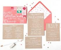 wedding photo - Kraft Et Coral invitations de mariage de Julie Ryan