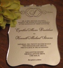 wedding photo - Argent Miroir acrylique Invitation de mariage d'échantillon