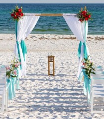 wedding photo - Beach Wedding Bamboo Arbor Arch Chuppah Altar , - Without Draping Fabric , Beach Wedding Ceremony