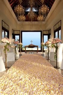 wedding photo - Wedding Aisle beautifully decorated with frangipani flowers