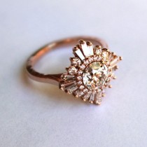 wedding photo - Superbe Diamond Ring - The Ring "Gatsby" - Art Déco, Gatsby le Magnifique, Custom Made, fiançailles / occasion spéciale, Cocktai
