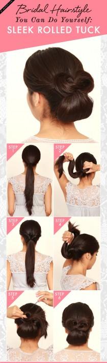 wedding photo - Bridal Hairstyle You Can Do On Yourself: Sleek Rolled Tuck