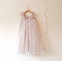 wedding photo - Junior Bridesmaid Dress In Cappuccino And Ivory With Full Tulle Skirt